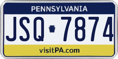 PA license plate JSQ7874