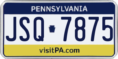 PA license plate JSQ7875