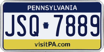 PA license plate JSQ7889