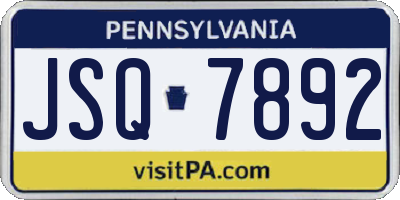PA license plate JSQ7892