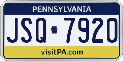 PA license plate JSQ7920