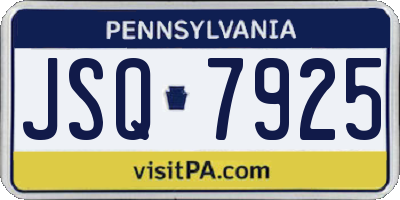 PA license plate JSQ7925