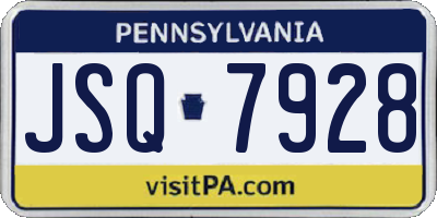 PA license plate JSQ7928