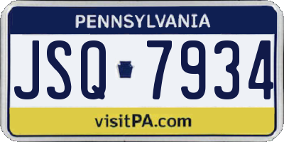 PA license plate JSQ7934