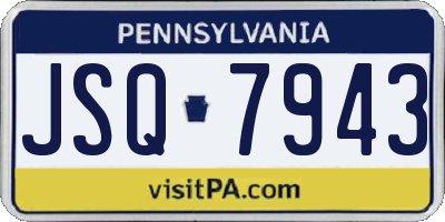 PA license plate JSQ7943