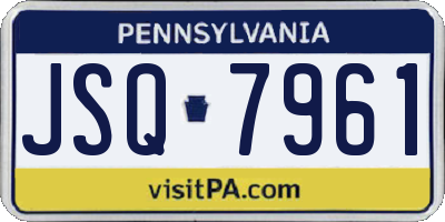 PA license plate JSQ7961