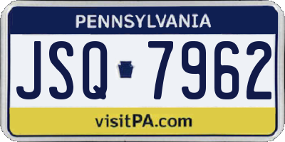 PA license plate JSQ7962