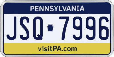PA license plate JSQ7996