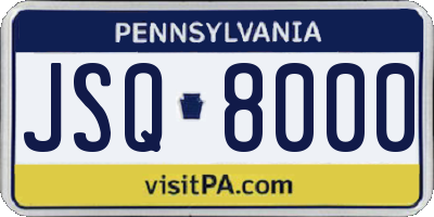 PA license plate JSQ8000
