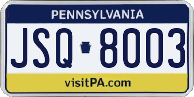 PA license plate JSQ8003