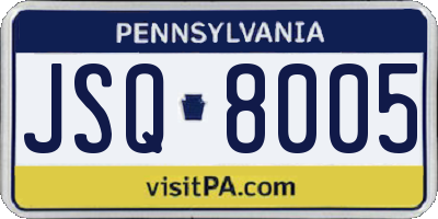 PA license plate JSQ8005