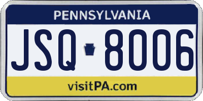 PA license plate JSQ8006