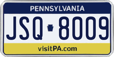 PA license plate JSQ8009