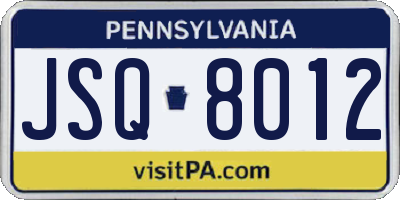 PA license plate JSQ8012