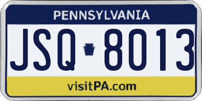 PA license plate JSQ8013