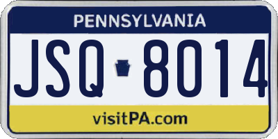 PA license plate JSQ8014