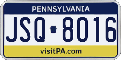 PA license plate JSQ8016