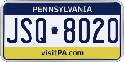 PA license plate JSQ8020