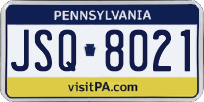 PA license plate JSQ8021