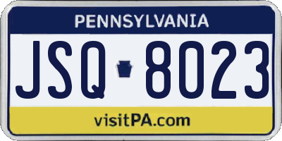 PA license plate JSQ8023