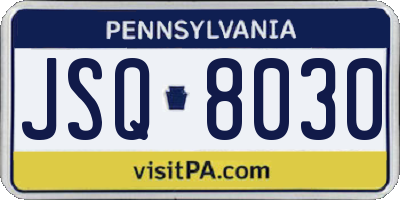 PA license plate JSQ8030