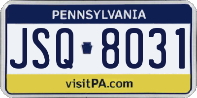 PA license plate JSQ8031