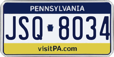 PA license plate JSQ8034