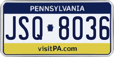 PA license plate JSQ8036