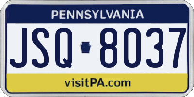 PA license plate JSQ8037