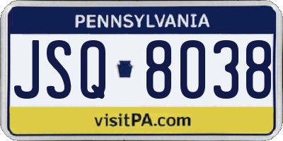 PA license plate JSQ8038
