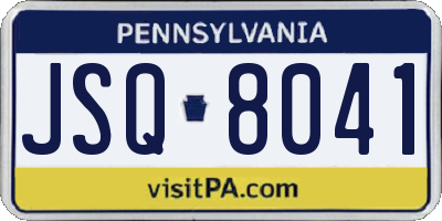 PA license plate JSQ8041