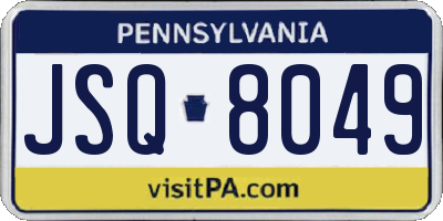 PA license plate JSQ8049