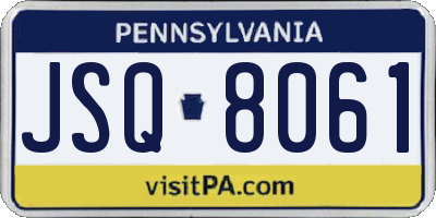 PA license plate JSQ8061