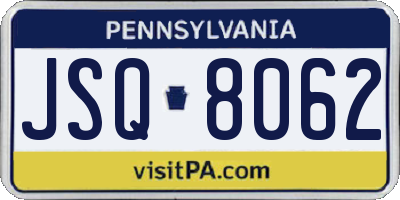 PA license plate JSQ8062