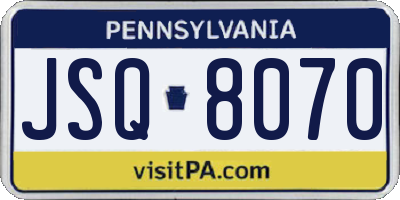 PA license plate JSQ8070