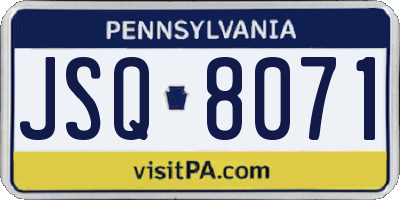 PA license plate JSQ8071