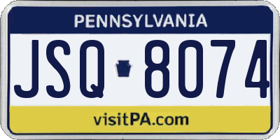 PA license plate JSQ8074