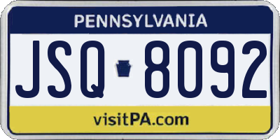 PA license plate JSQ8092