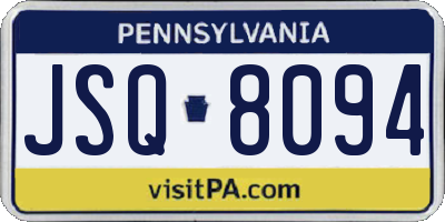 PA license plate JSQ8094