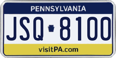 PA license plate JSQ8100