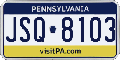 PA license plate JSQ8103