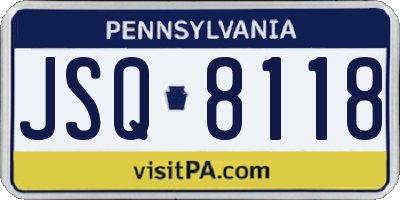 PA license plate JSQ8118