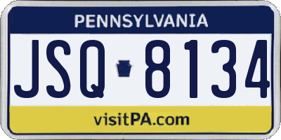 PA license plate JSQ8134