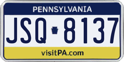 PA license plate JSQ8137