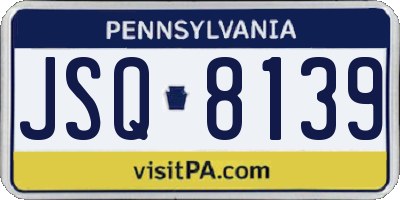 PA license plate JSQ8139