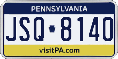PA license plate JSQ8140