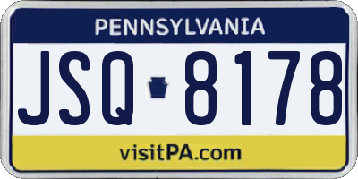 PA license plate JSQ8178