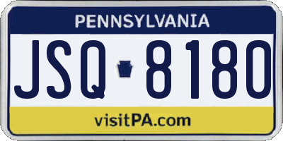 PA license plate JSQ8180