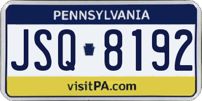 PA license plate JSQ8192