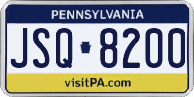 PA license plate JSQ8200